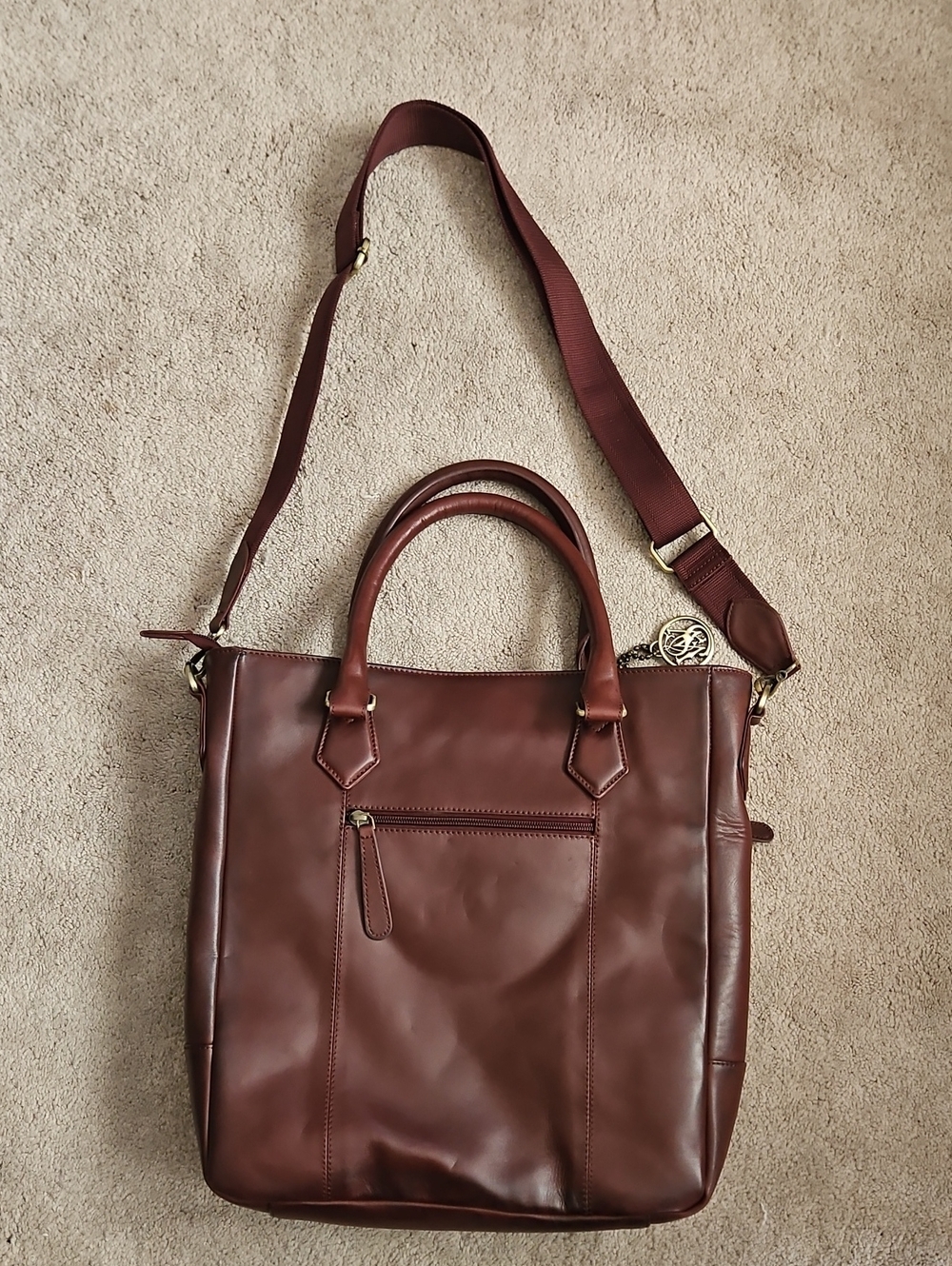 Smith and Wesson Leather Flat Tote in Burgundy for Carry/Conceal